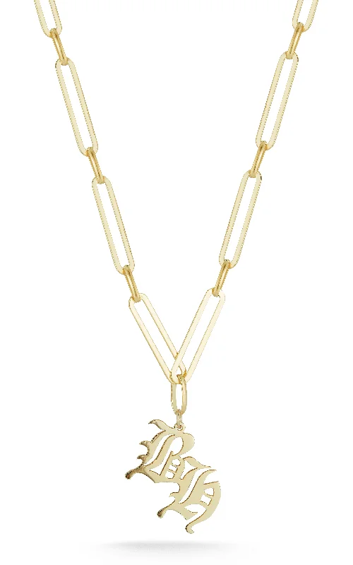 Necklaces and pendants with abstract shapes for a modern, creative appearance-Old English Double Initial Link Necklace