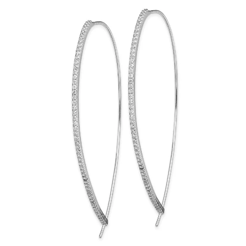 Drop Earrings for Bridesmaids Look -Curata 925 Sterling Silver 71.5mm CZ Cubic Zirconia Linear Threader Earrings