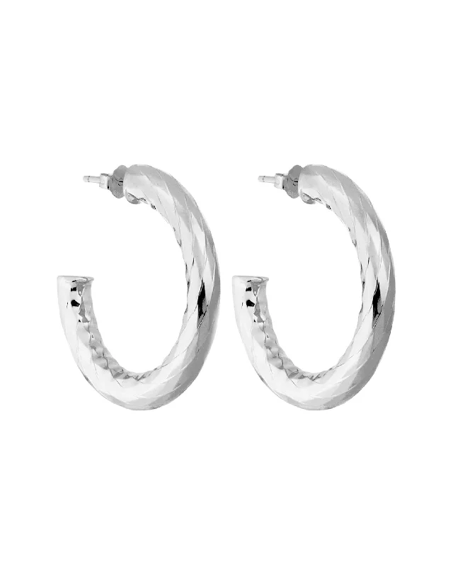 Hoop earrings with dangling charms for a playful and fun look-Small hoop earrings with a twist design -1" Wavelet Hoops in Silver