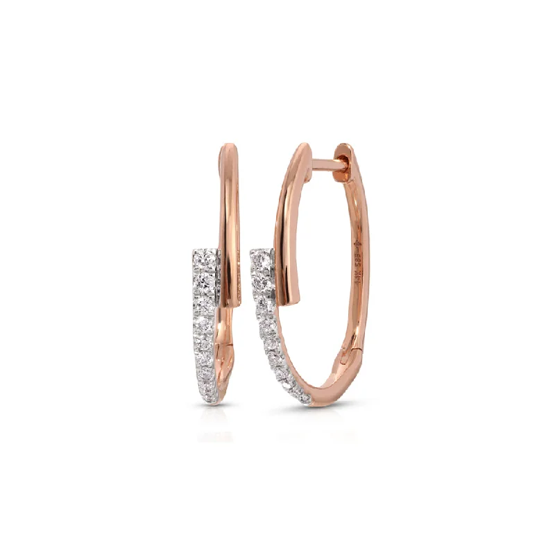 Hoop earrings with dangling charms for a playful and fun look-Small hoop earrings with a twist design -14K Rose Gold and Diamond Criss Cross Hoop