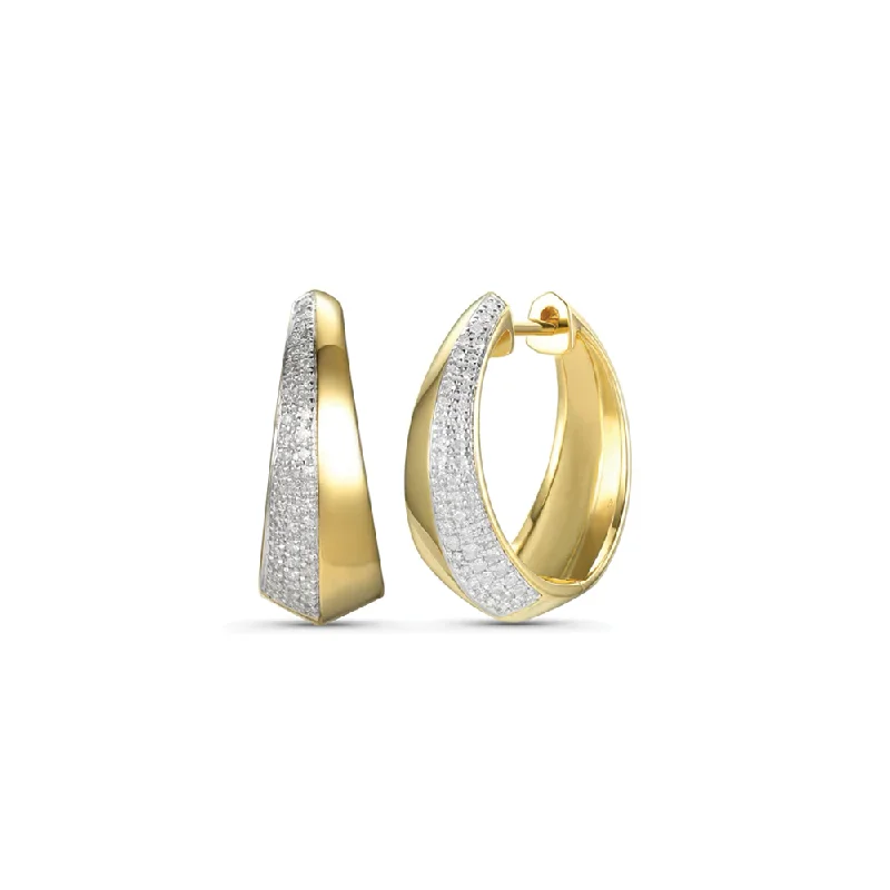 Hoop earrings with abstract wirework for an artistic, unique look-Hoop earrings with star-shaped charms for whimsical looks -14K Diamond & Gold Tapered Hoop Earring