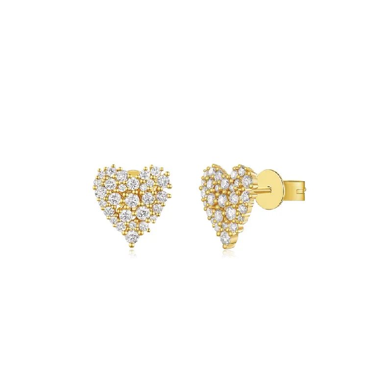 Hoop earrings with infinity loop designs for a continuous and eternal shape-Bold hoop earrings for a standout look -14K Diamond Heart Stud Earring