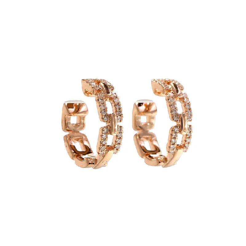 Best hoop earrings with sterling silver for an affordable and chic design-Hoop earrings with diamonds for elegance -14k Rose Gold Diamond Pave Chain Link Huggies