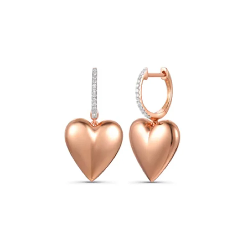 Best hoop earrings with stacked layers for a dimensional and bold look-Trendy hoop earrings for every occasion -14K Rose Gold and Diamond Heart Earring