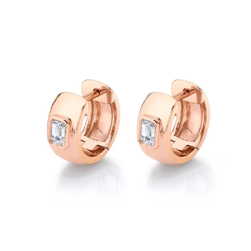 Best hoop earrings with matte finish for a sophisticated, understated design-Fashion hoop earrings for a youthful appearance -14K Rose Gold and Diamond Huggy