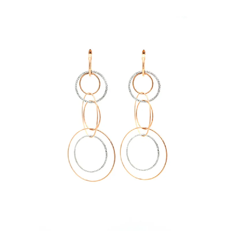 Hoop earrings with leather accents for a sleek and bold combination-Hoop earrings with adjustable clasps for comfort -14k Rose Gold and Diamond Pave Multiple Loop Earrings