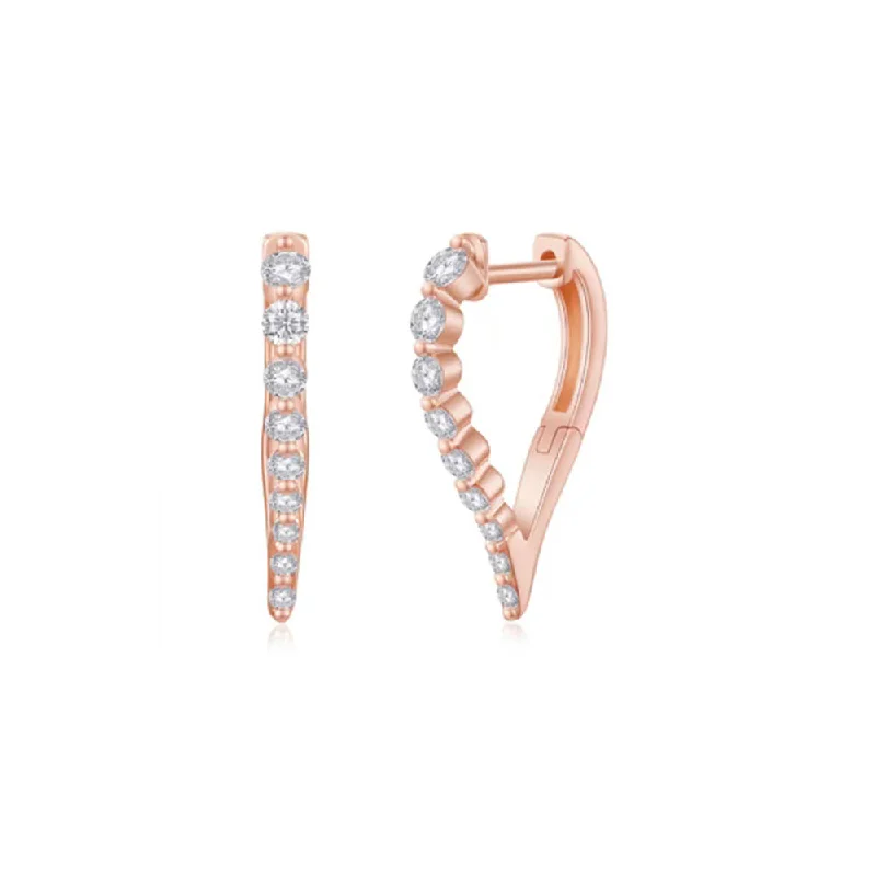 Best hoop earrings with smooth ceramic finishes for a polished, clean style-Classic gold hoop earrings for timeless appeal -14K Rose Gold Diamond Huggy