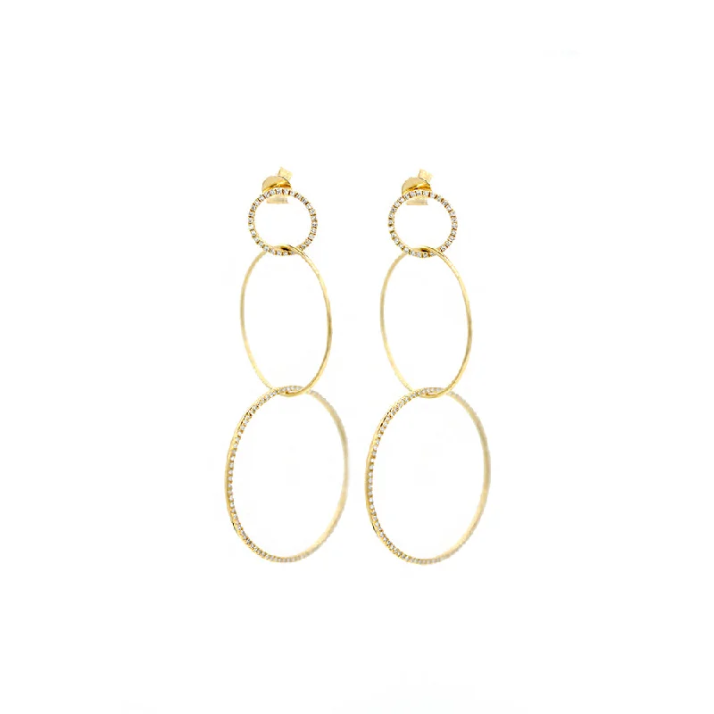 Best hoop earrings with crescent-shaped designs for a bold, moon-inspired style-Silver hoop earrings with colorful accents -14k Rose Gold Diamond Pave Earrings