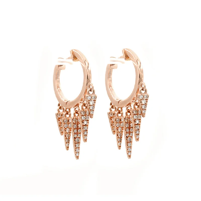 Best hoop earrings with Swarovski crystals for added sparkle and luxury-Chunky gold hoop earrings for a statement -14k Rose Gold Diamond Pave Multiple Spike Huggies