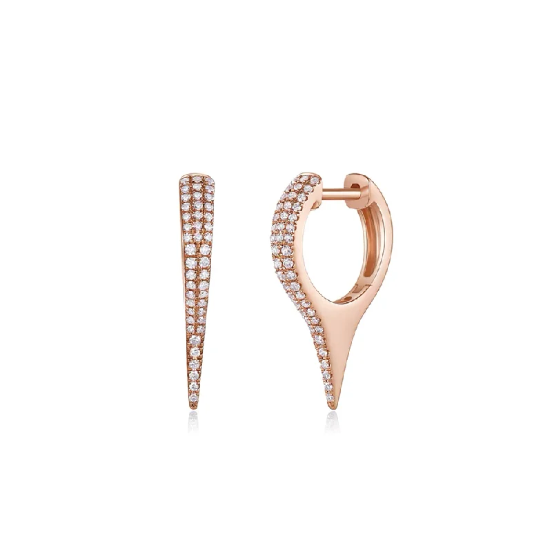 Hoop earrings with spiral designs for a dynamic and fluid look-Hoop earrings with crystals for a sparkling look -14K Short Pave Diamond Spike Earring