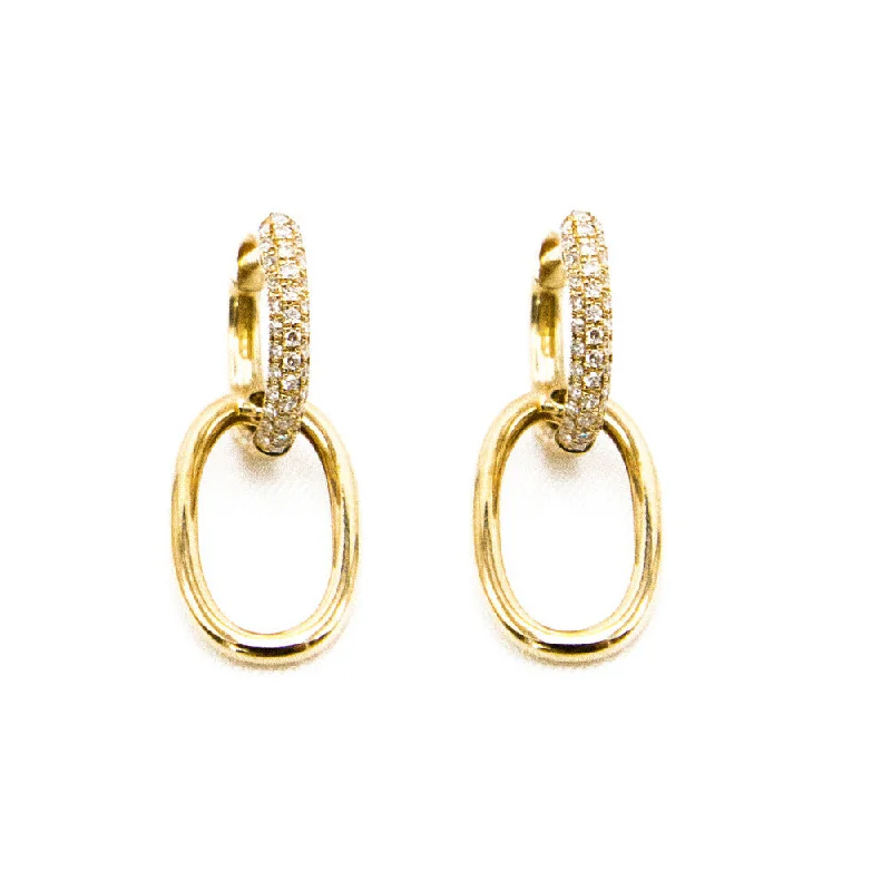 Best hoop earrings with tribal designs for a cultural and exotic aesthetic-Hoop earrings with intricate detailing for elegance -14k Yellow Gold and Diamond Double Pave Chain Link Earring