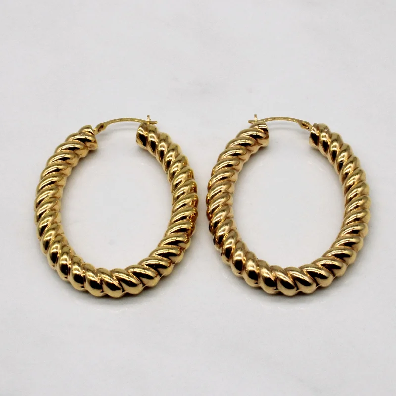 Hoop earrings with luxe velvet finishes for a rich and luxurious touch-Hoop earrings with animal print for a trendy vibe -14k Yellow Gold Twisted Hoop Earrings