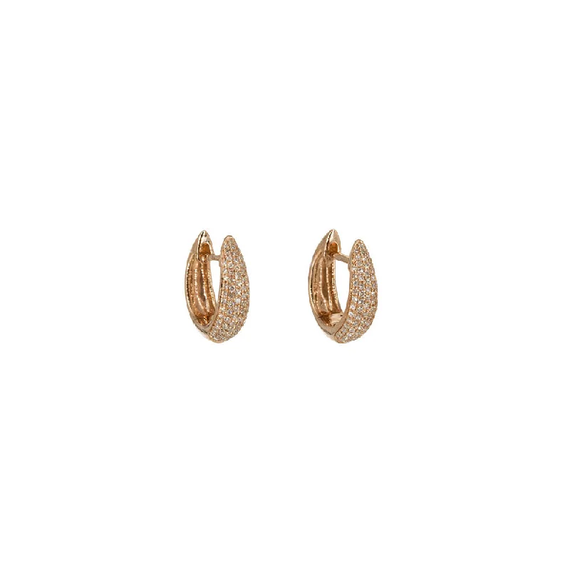 Best hoop earrings with geometric hexagon shapes for a modern, angular look-Fashion-forward hoop earrings for trendy looks -14KT Rose Gold Diamond Pave Claw Huggy