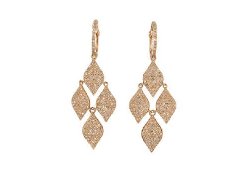 Best hoop earrings with gemstone accents for a colorful and elegant appearance-Double hoop earrings for a unique style -14KT Rose Gold Diamond Pave Multiple Marquis Shape