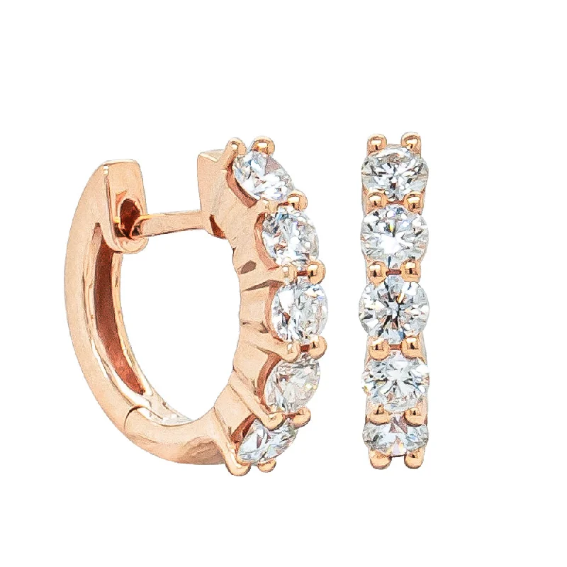 Best hoop earrings with gemstone accents for a colorful and elegant appearance-Double hoop earrings for a unique style -18ct Rose Gold .70ct Diamond Hoops