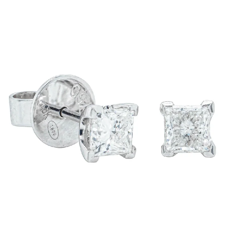 Best hoop earrings with cubic zirconia for a budget-friendly, dazzling look-Minimalist hoop earrings for simple style -18ct White Gold 1.00ct Princess Cut Diamond Blossom Earrings