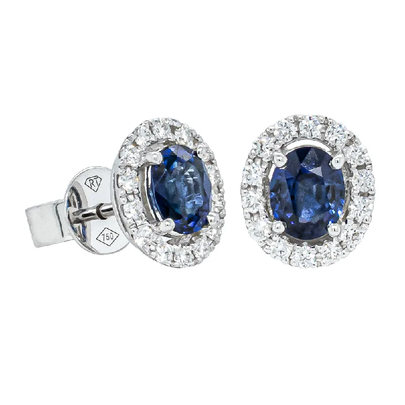 Best hoop earrings with detachable studs for a versatile and adjustable accessory-Hoop earrings with woven metal for a different texture -18ct White Gold 1.06ct Sapphire & Diamond Earrings