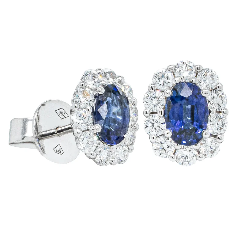 Best hoop earrings with sparkling cubic zirconia for a brilliant, budget-friendly effect-Hoop earrings with braided details for added texture -18ct White Gold 1.07ct Sapphire & Diamond Earrings