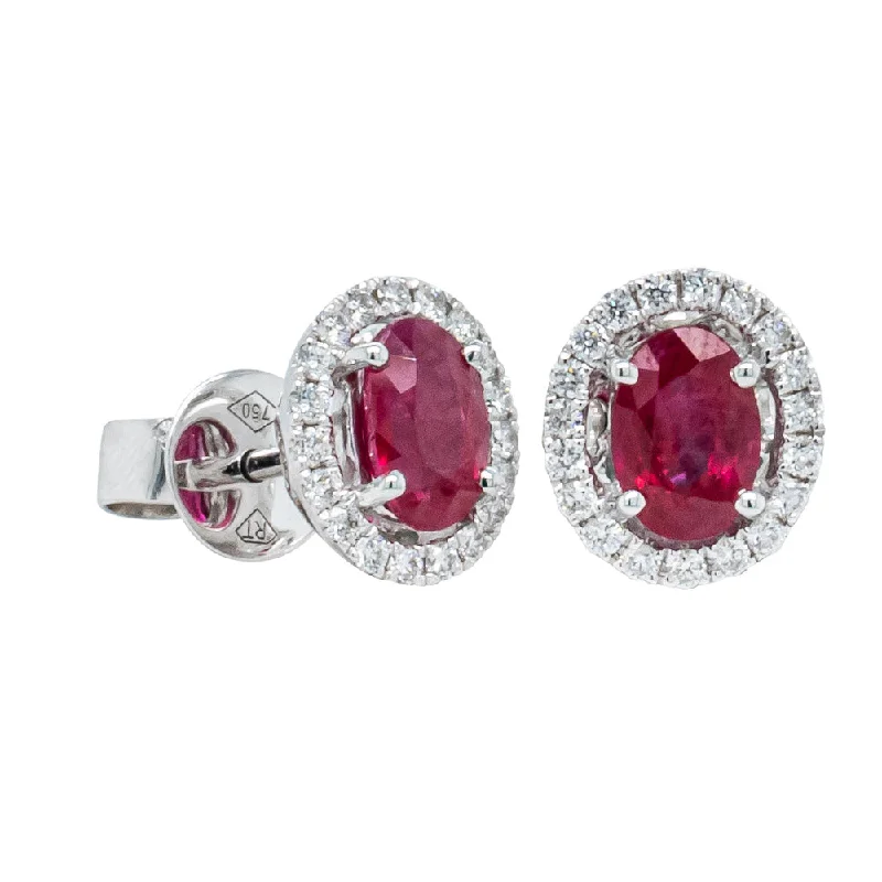 Best hoop earrings with asymmetrical designs for a fashion-forward, avant-garde look-Gold-filled hoop earrings for a polished shine -18ct White Gold 1.13ct Ruby & Diamond Earrings