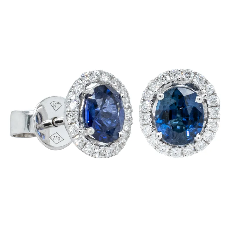 Hoop earrings with enamel stripes for a colorful and eye-catching design-Round hoop earrings for simple style -18ct White Gold 1.23ct Sapphire & Diamond Earrings