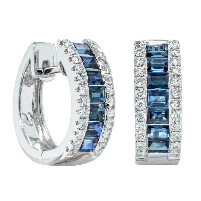 Best hoop earrings with multi-colored gemstones for a vibrant and lively touch-Dainty hoop earrings for delicate looks -18ct White Gold 1.36ct Sapphire & Diamond Earrings