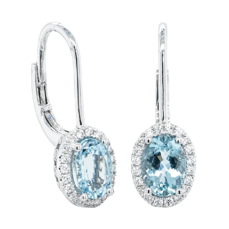 Hoop earrings with textured gold for a refined and sophisticated aesthetic-Hollow hoop earrings for lightweight wear -18ct White Gold 1.53ct Aquamarine & Diamond Mini Sierra Earrings