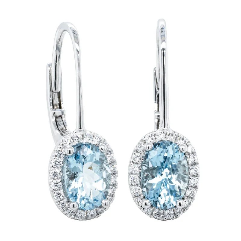 Hoop earrings with snake print designs for an edgy, wild appearance-Classic hoop earrings with no embellishments -18ct White Gold 1.61ct Aquamarine & Diamond Mini Sierra Earrings