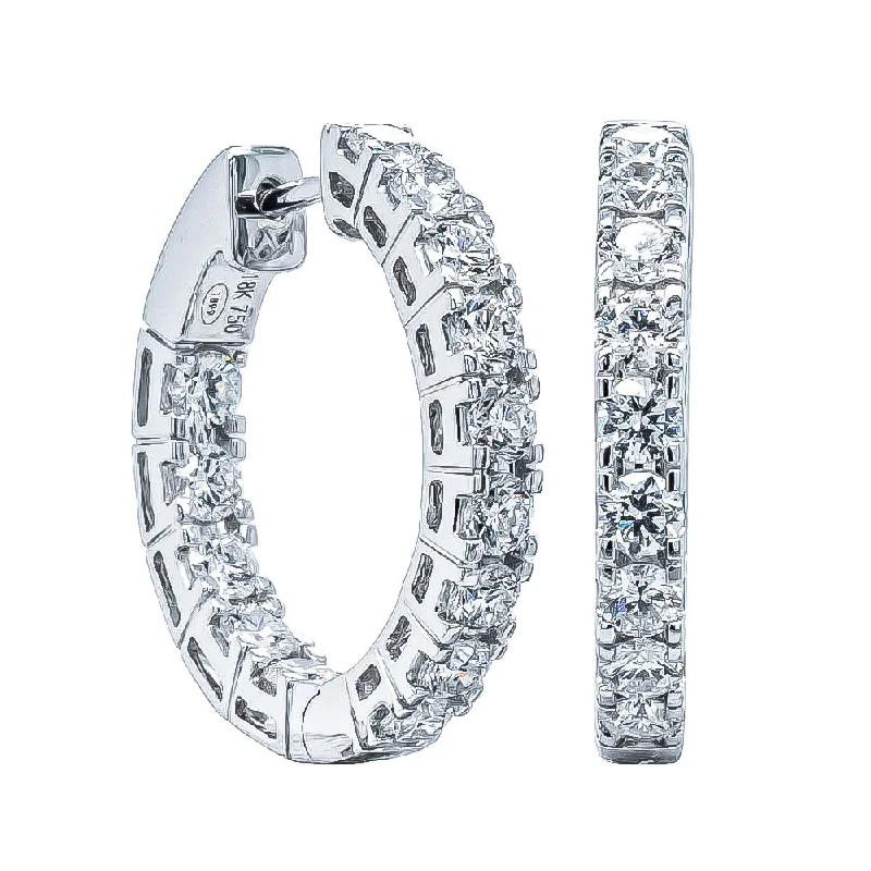 Lightweight hoop earrings for comfortable and all-day wear-Hoop earrings for teenagers -18ct White Gold 2.00ct Diamond Jubilee Hoop Earrings