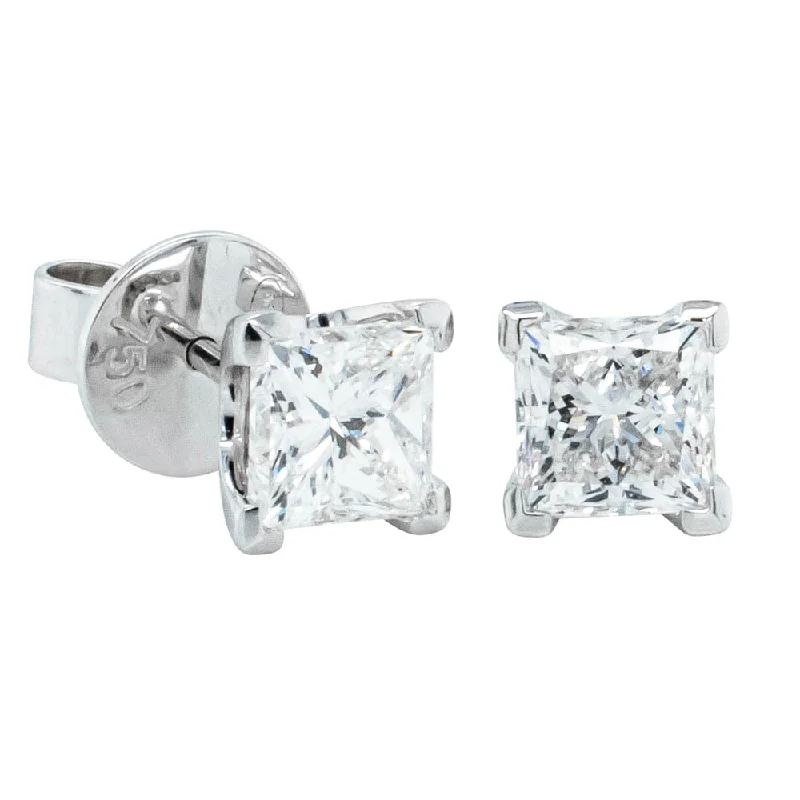 Best hoop earrings with butterfly motifs for a playful and whimsical appearance-Hoop earrings for petite faces -18ct White Gold 2.00ct Princess Cut Diamond Blossom Earrings