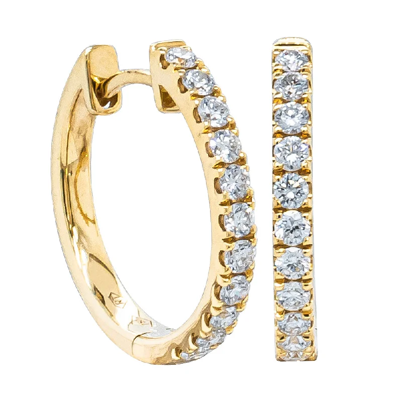 Small hoop earrings for a delicate and understated everyday wear-Silver hoop earrings for formal events -18ct Yellow Gold .48ct Diamond Hoop Earrings