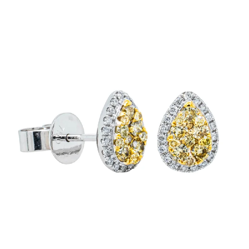 Best hoop earrings with gold-plated finishes for an affordable luxury vibe-Hoop earrings with textured designs -18ct White Gold .57ct Yellow & White Diamond Earrings