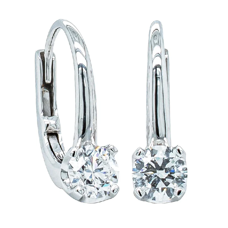 Best hoop earrings with geometric triangle shapes for a modern, chic design-Affordable hoop earrings for daily wear -18ct White Gold .60ct Diamond Blossom Hook Earrings