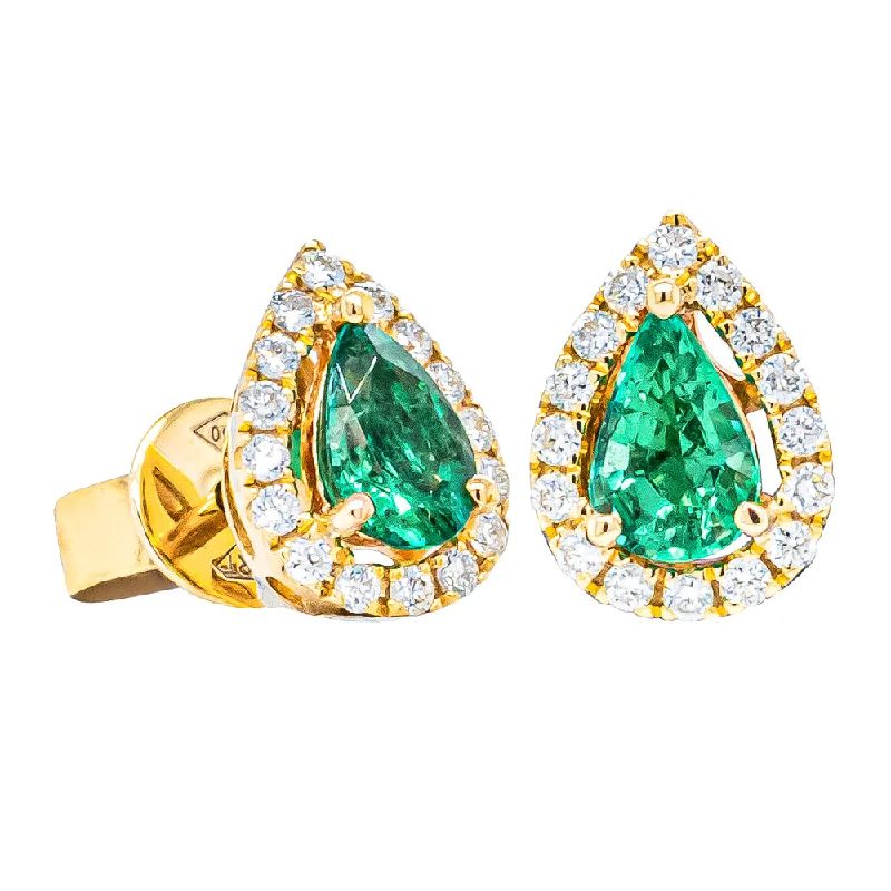 Hoop earrings with infinity loop designs for a continuous and eternal shape-Bold hoop earrings for a standout look -18ct Yellow Gold .72ct Emerald & Diamond Earrings