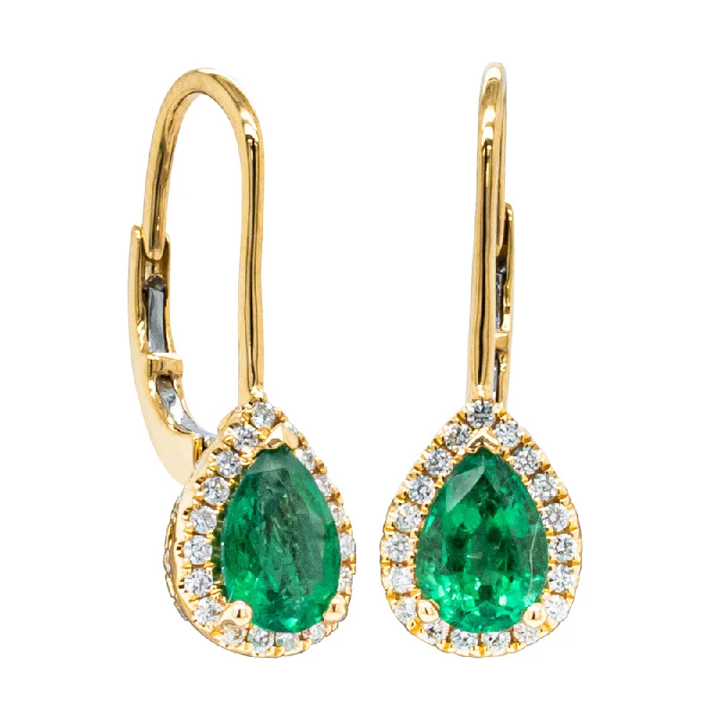 Small hoop earrings for a delicate and understated everyday wear-Silver hoop earrings for formal events -18ct Yellow Gold 1.32ct Emerald & Diamond Mini Sierra Earrings