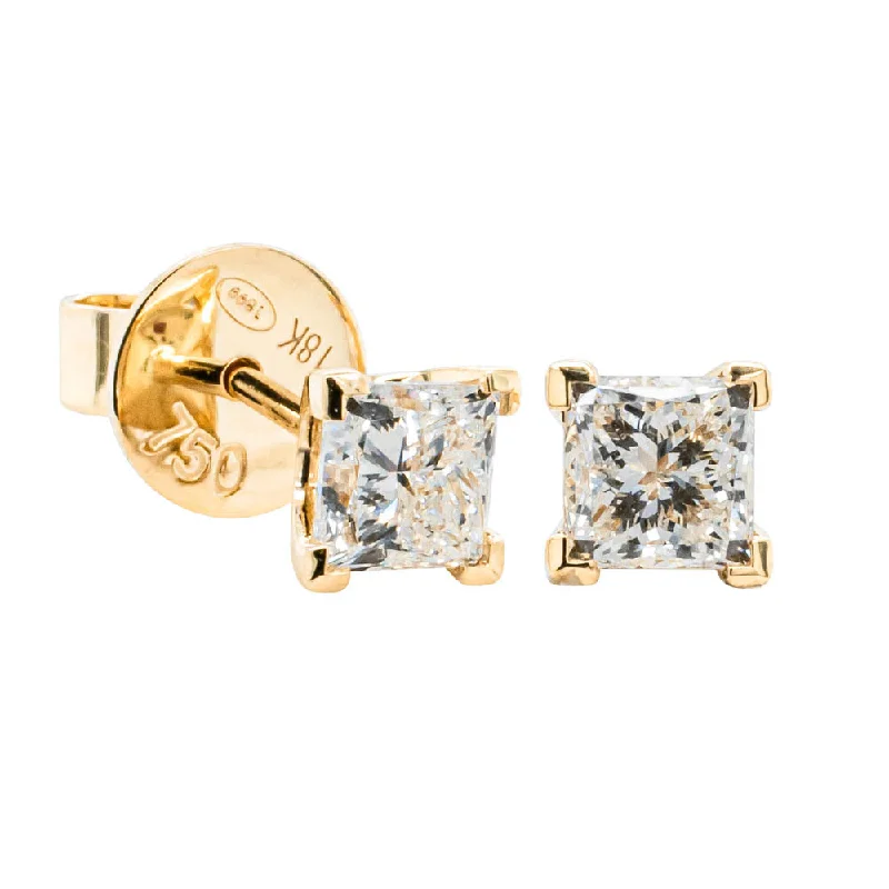 Best hoop earrings with satin ribbons for a soft, feminine appearance-Hoop earrings with twist design for extra flair -18ct Yellow Gold 1.40ct Princess Cut Diamond Blossom Earrings