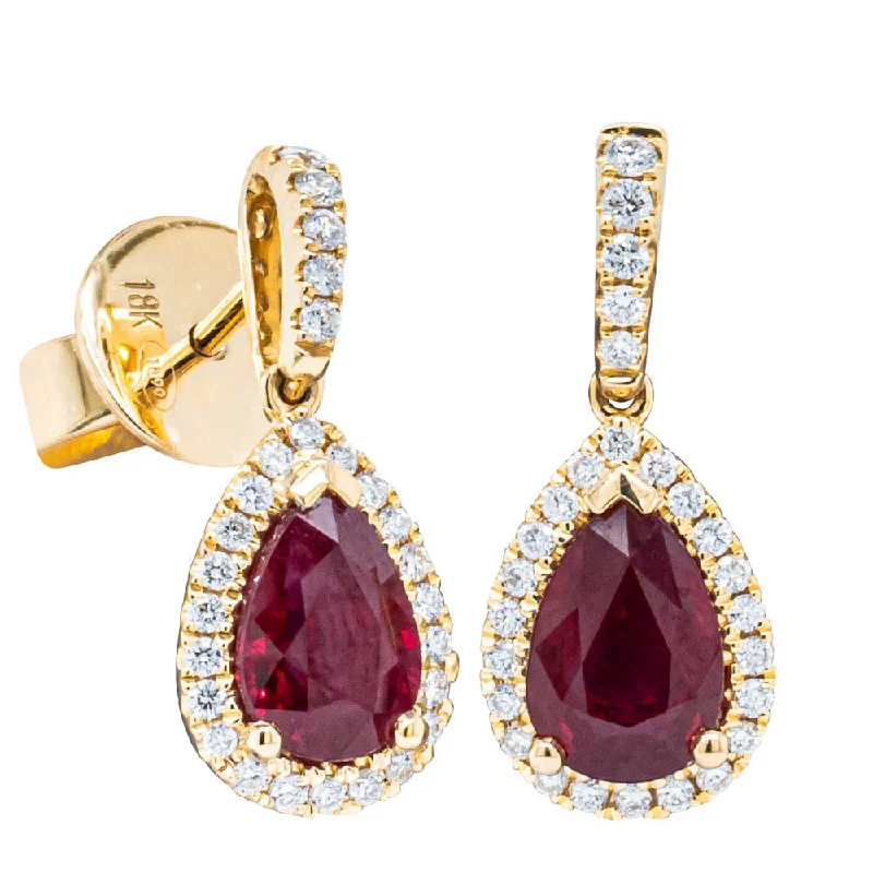 Hoop earrings with polished metal for a shiny and high-quality finish-Personalized hoop earrings with initials -18ct Yellow Gold 1.93ct Ruby & Diamond Earrings