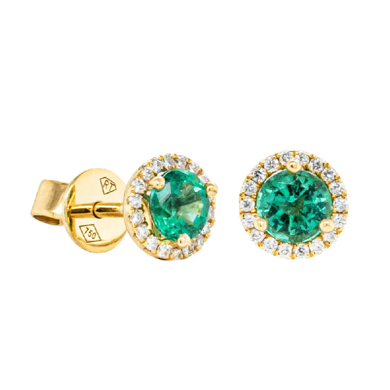 Hoop earrings with crescent moon shapes for a celestial and mystical appearance-Hoop earrings with gold-plated finish for an affordable luxe -18ct Yellow Gold .54ct Emerald & Diamond Earrings