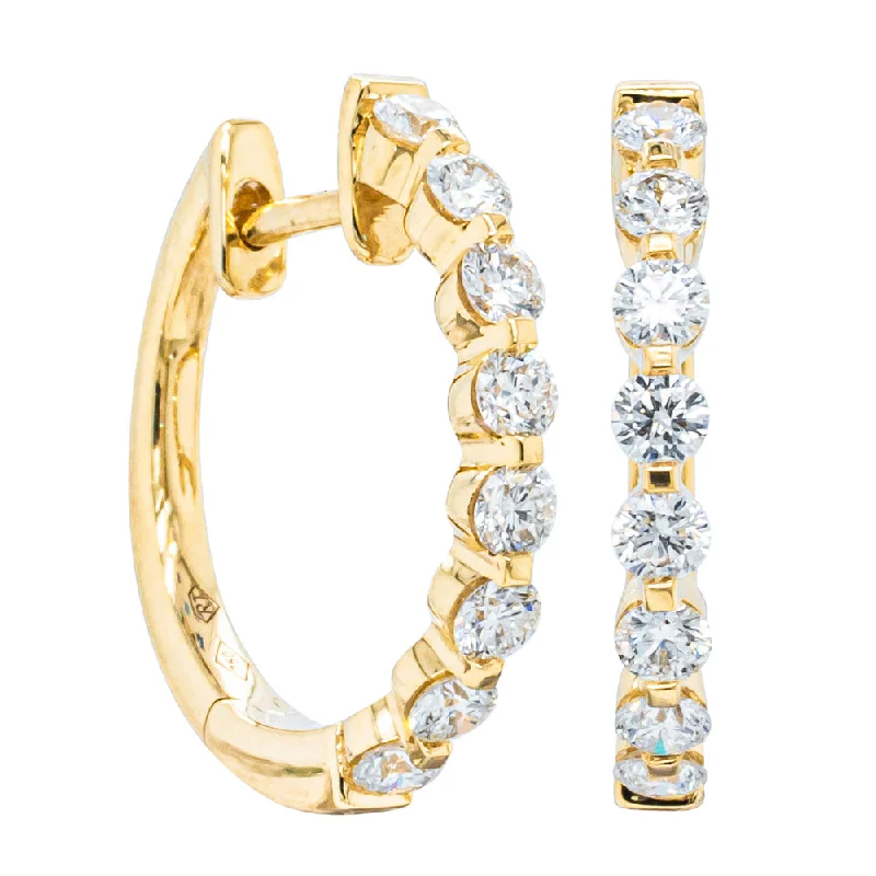 Large hoop earrings for a bold and statement-making fashion accessory-Classic hoop earrings for everyday wear -18ct Yellow Gold .69ct Diamond Hoop Earrings