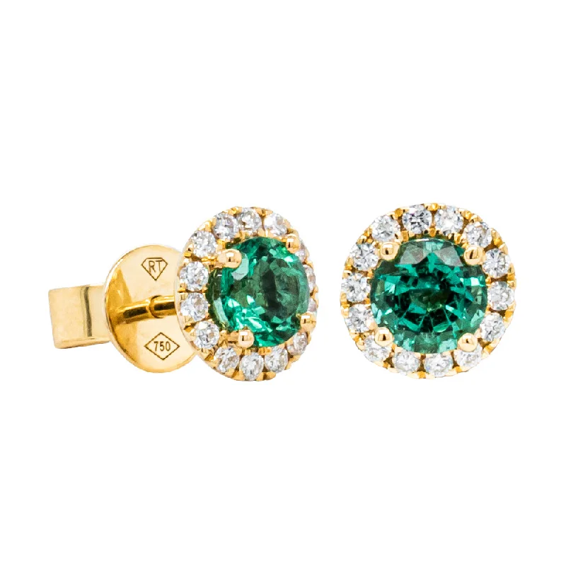 Best hoop earrings with oval shapes for a unique and elongated design-Hoop earrings for a bohemian-inspired outfit -18ct Yellow Gold .77ct Emerald & Diamond Earrings