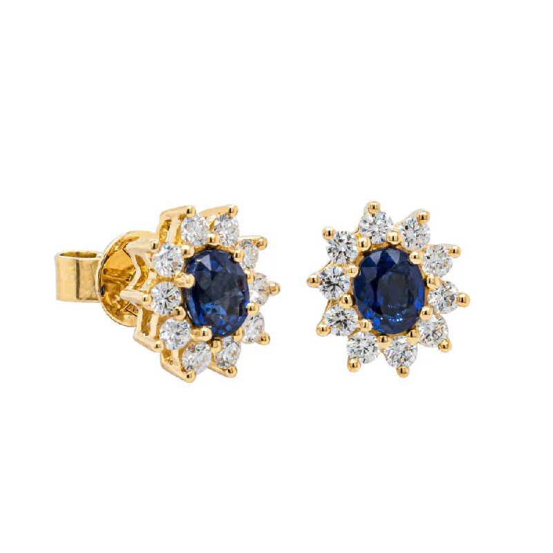 Best hoop earrings with vintage-style detailing for a nostalgic and timeless look-Fashion hoop earrings with modern shapes -18ct Yellow Gold .94ct Sapphire & Diamond Earrings