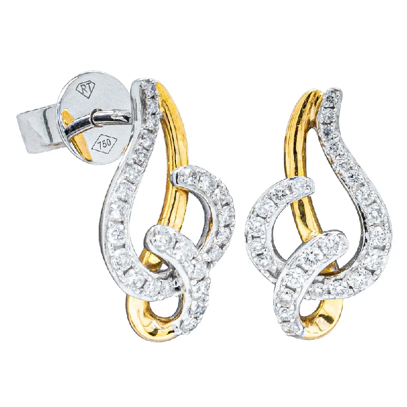 Hoop earrings with open designs for a modern, lighthearted vibe-Gold hoop earrings with a smooth finish -18ct Yellow & White Gold Diamond Earrings