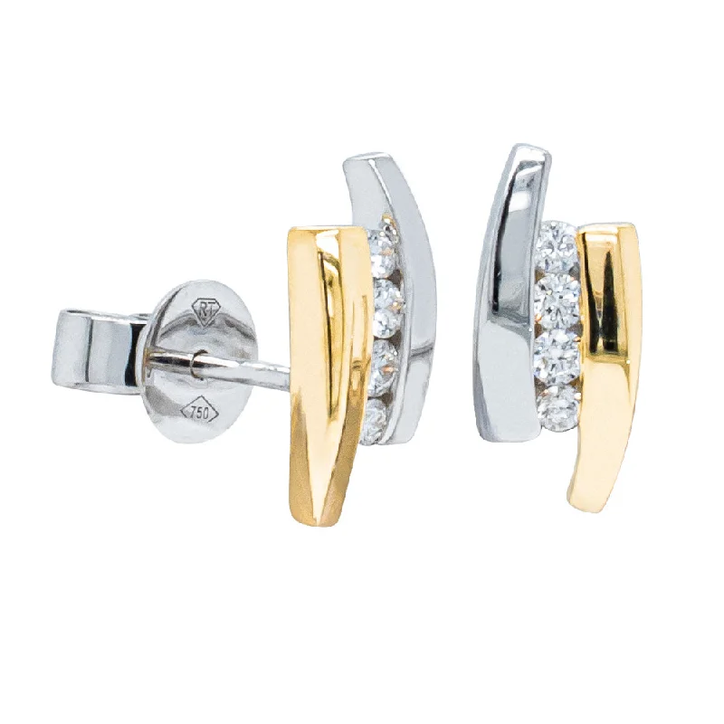 Best hoop earrings with stacked layers for a dimensional and bold look-Trendy hoop earrings for every occasion -18ct Yellow & White Gold Diamond Earrings