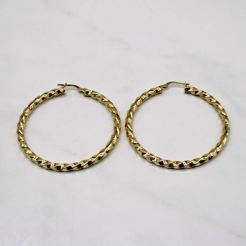 Hoop earrings with crescent moon shapes for a celestial and mystical appearance-Hoop earrings with gold-plated finish for an affordable luxe -18k Yellow Gold Twisted Hoop Earrings