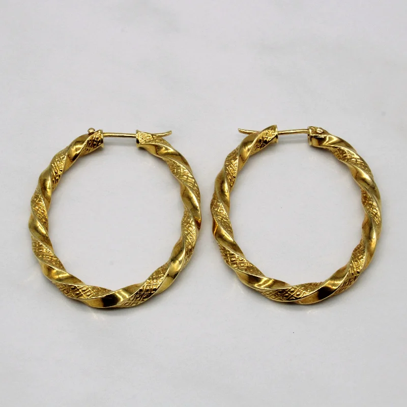 Hoop earrings with polished metal for a shiny and high-quality finish-Personalized hoop earrings with initials -18k Yellow Gold Twisted Oval Hoop Earrings