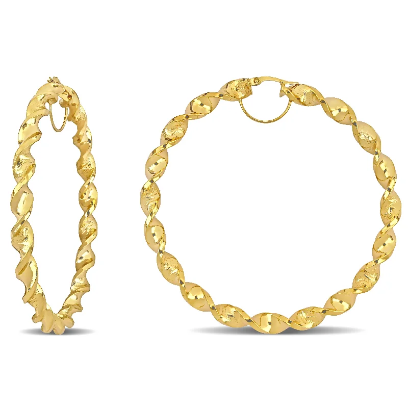 Best hoop earrings with geometric cuts for a sharp, modern appeal-Diamond hoop earrings for a luxurious finish -74 MM Twisted Hoop Earrings in 14K Yellow Gold