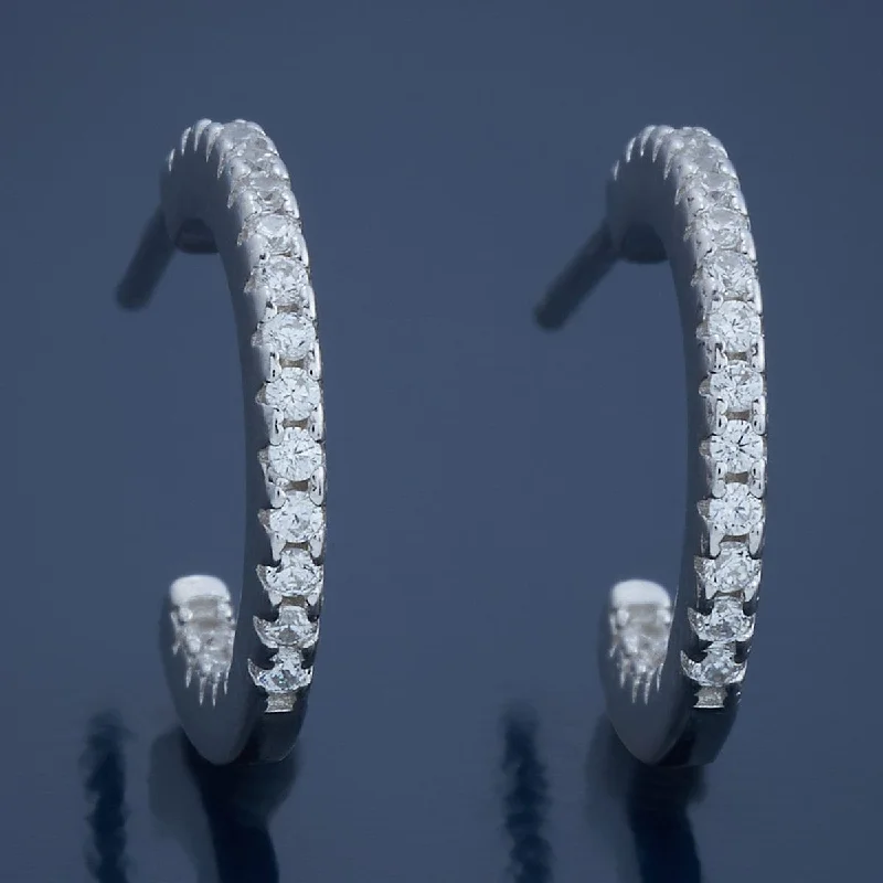 Hoop earrings with artistic filigree designs for an intricate, delicate finish-Hoop earrings for a fun casual style -92.5 Silver Earring 180803