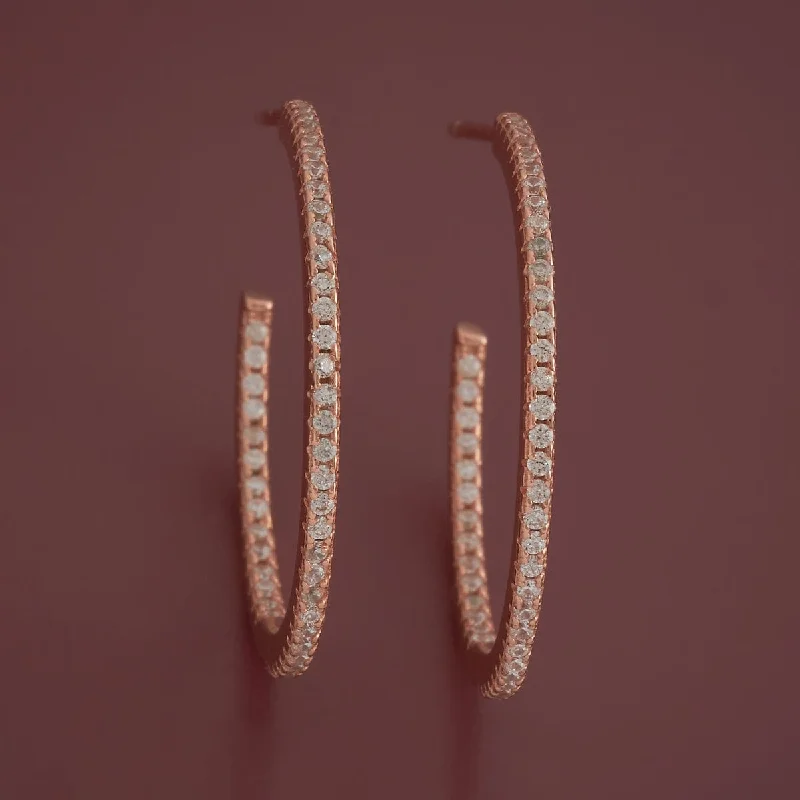 Hoop earrings with hearts for a sweet and romantic gesture-Sparkling hoop earrings for special events -92.5 Silver Earring 180804