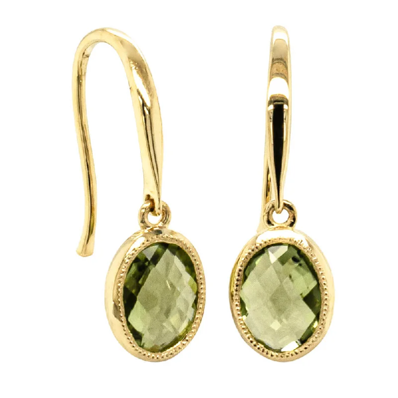 Hoop earrings with leather accents for a sleek and bold combination-Hoop earrings with adjustable clasps for comfort -9ct Yellow Gold Peridot Lemongrass Earrings