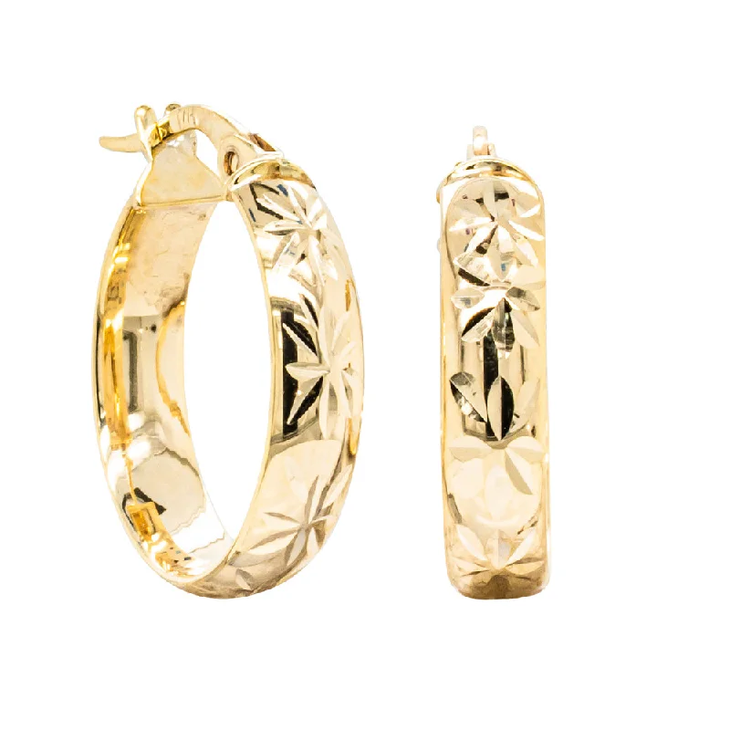 Best hoop earrings with gold-plated finishes for an affordable luxury vibe-Hoop earrings with textured designs -9ct Yellow Gold Reflections Hoop Earrings