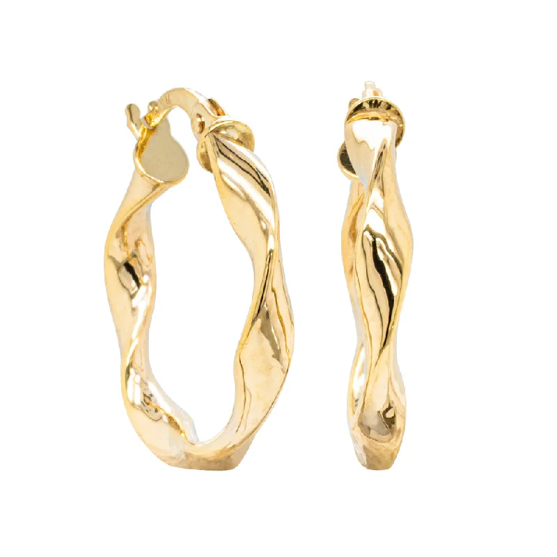 Lightweight hoop earrings for comfortable and all-day wear-Hoop earrings for teenagers -9ct Yellow Gold Ribbon Hoop Earrings